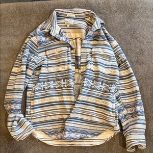 Lucky Brand Blue and Cream Striped Heavy Shirt Jacket